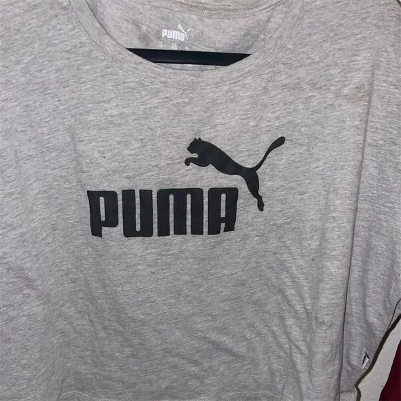 PUMA  XL Gray Logo T-Shirt Short Sleeve Crew Neck crop top oversized - Picture 1 of 5